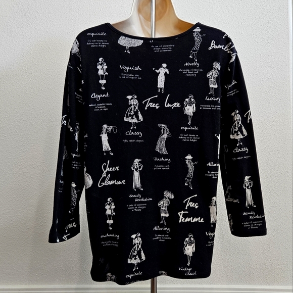 Jess and Jane Black Printed 3/4 Sleeve Shirt - Picture 4 of 7